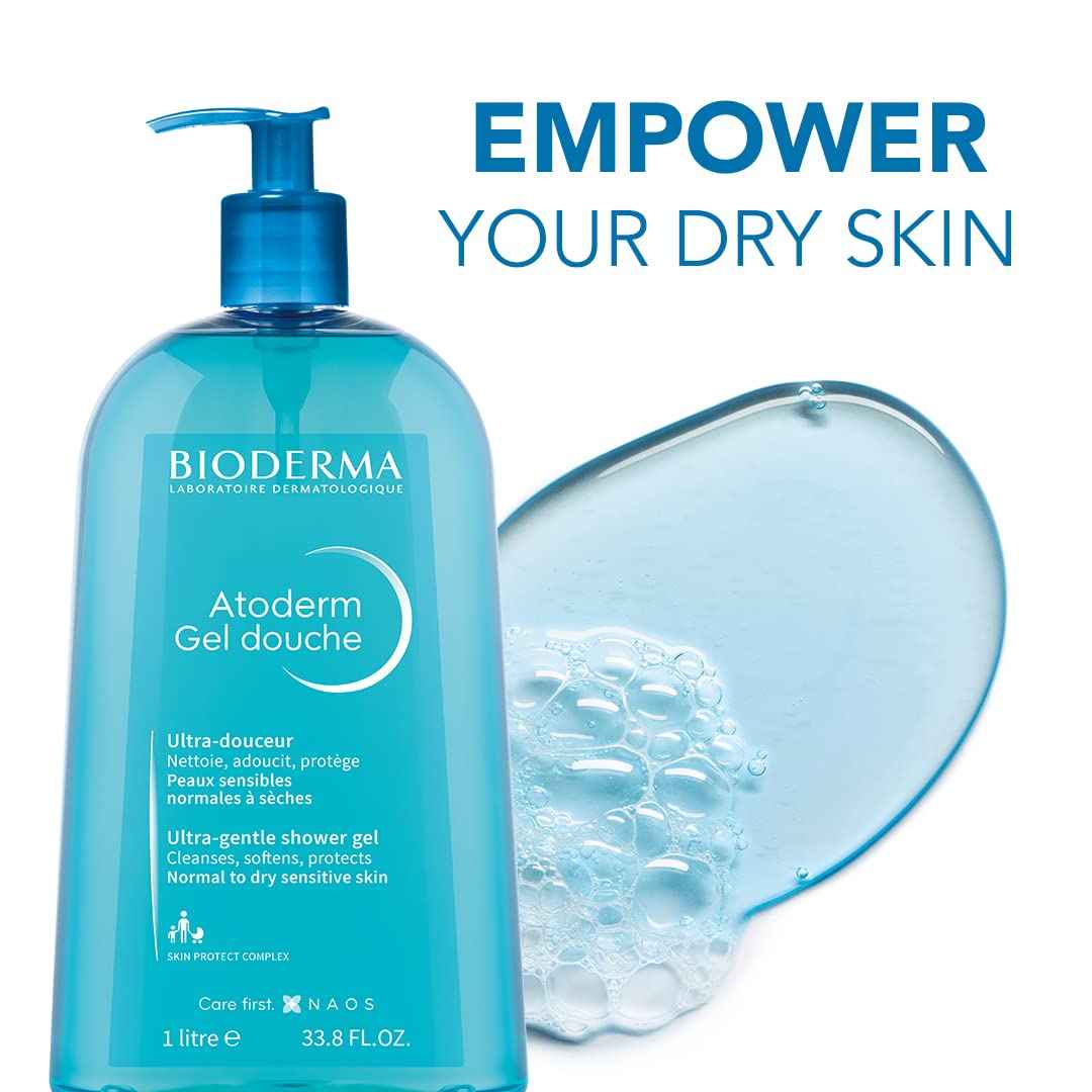 Bioderma - Atoderm - Shower Gel - Moisturizing Body and Face Wash - for Family with Normal to Dry Sensitive Skin