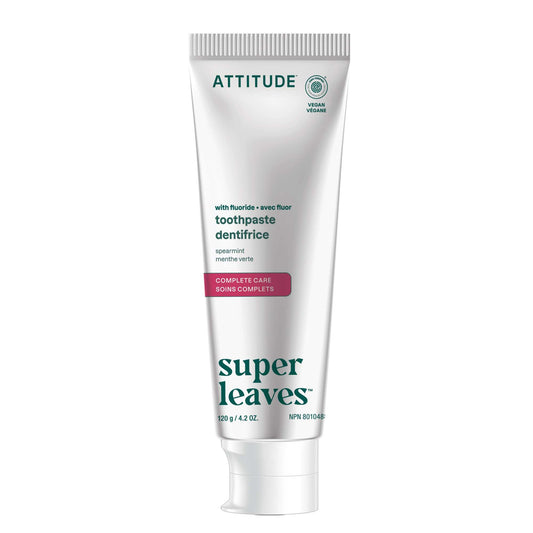 Attitude Complete Care Toothpaste with Fluoride, Spearmint Flavor, EWG Verified, Vegan & Cruelty-Free, Sugar-Free, Plant & Mineral-Based Ingredients, Clean Oral Care, 4.2 Oz
