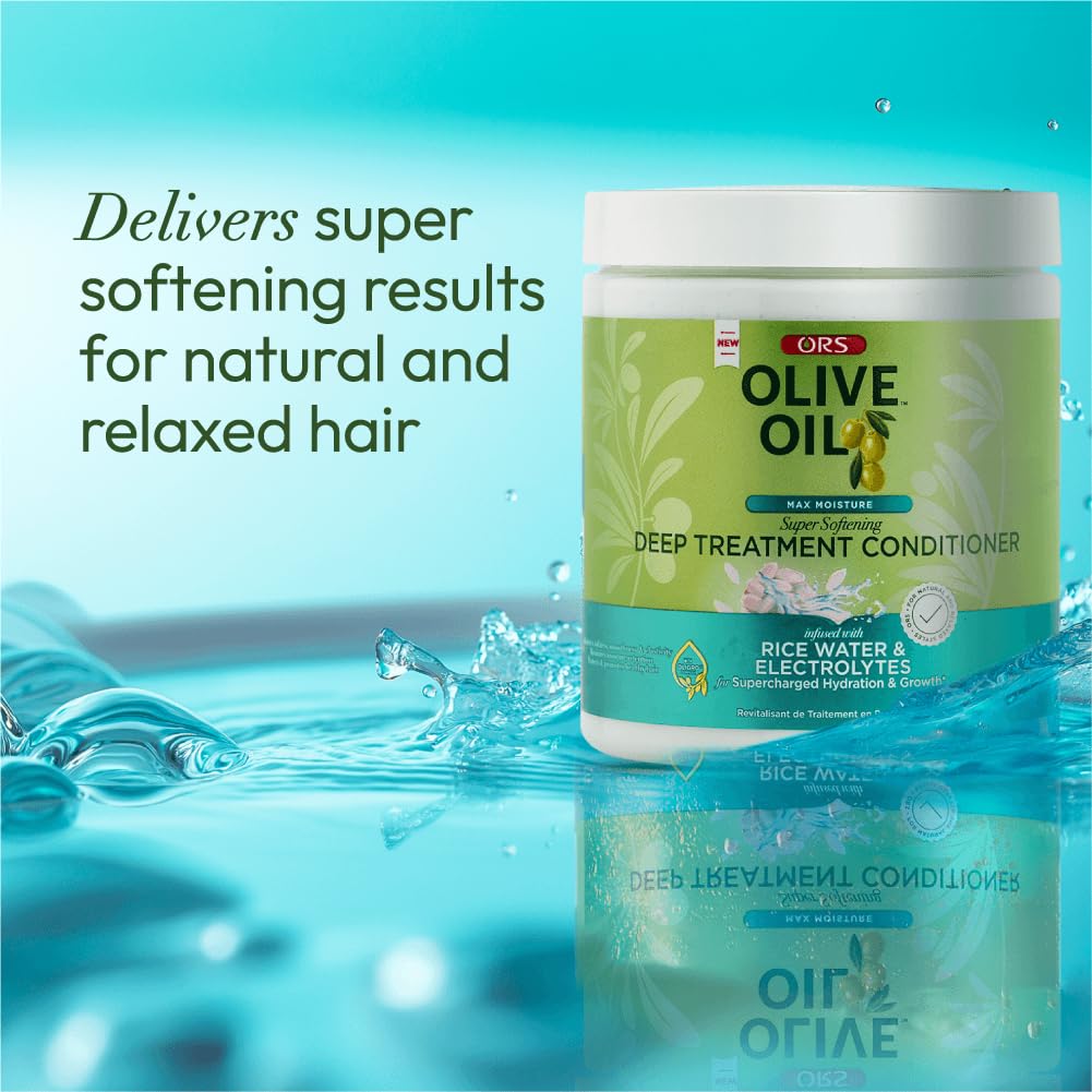 ORS Olive Oil Max Moisture Deep Treatment Conditioner with Rice Water & Electrolytes 20.0 Ounces (Pack of 2)
