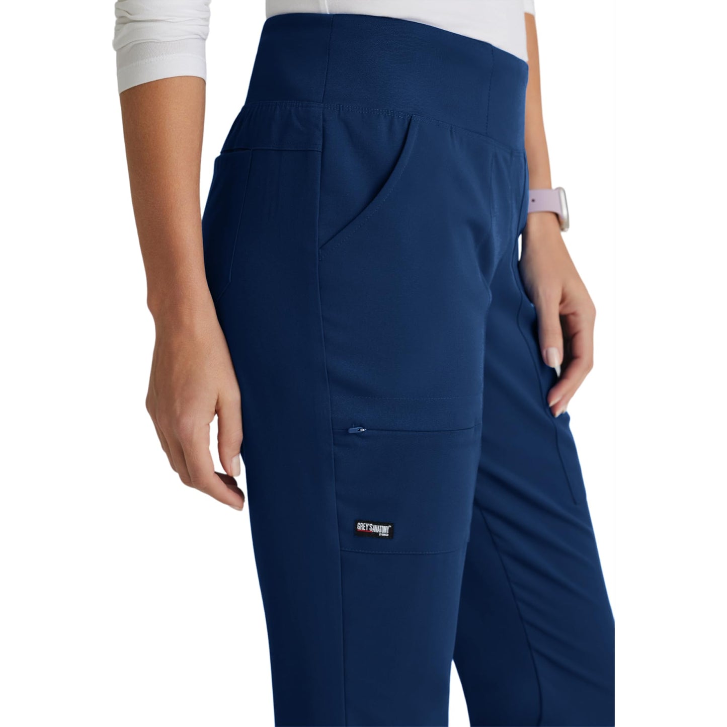 BARCO Grey’s Anatomy Spandex Stretch Direct Relay Scrub Pant for Women – Indigo, 5-Pocket Mid-Rise Scrub Pants w/Spandex Stretch, Wrinkle Release & Soil Release Fabric – Medium, Regular Fit