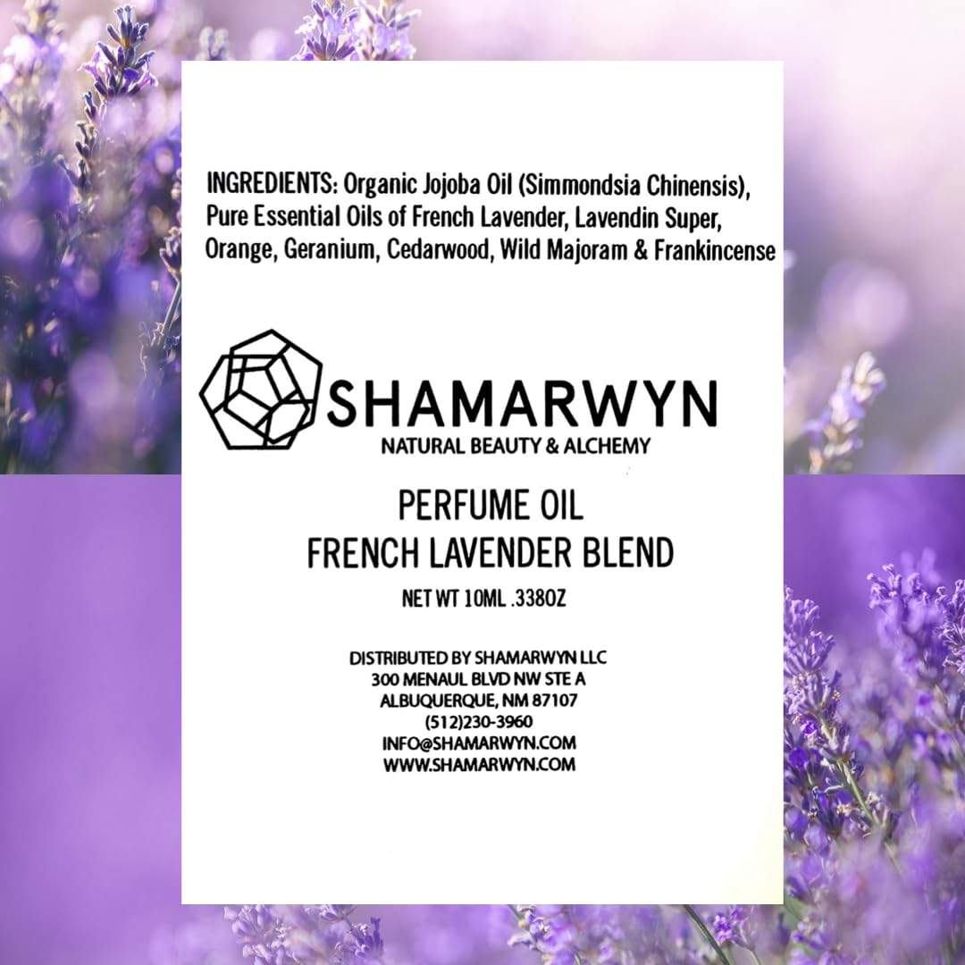 shamarwyn French Lavender Zen Blend Perfume Oil, Organic Jojoba Base with Botanical Lavender, Orange, Wild Marjoram & Frankincense Pure Essential Oils 10ML