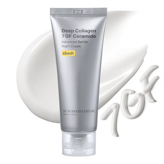 SUNGBOON EDITOR Deep Collagen 7GF Korean Night Cream for Face and Neck, Advanced Skincare Formula & Nighttime Moisturizer, 5 Ceramides & Retinol, Firm-Looking/Barrier-Supporting, 1.69oz