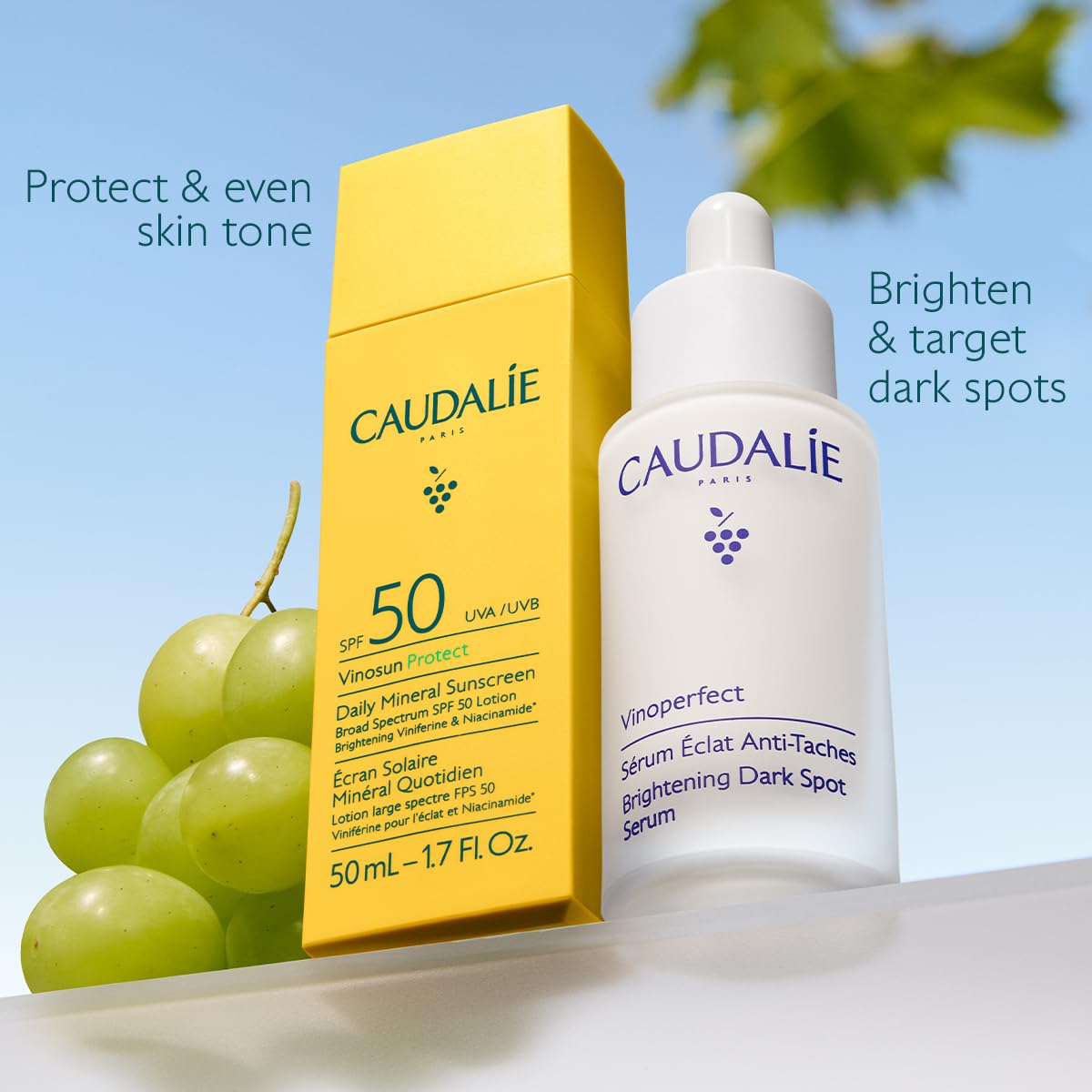 Caudalie Vinosun Protect Daily Mineral Sunscreen SPF 50 | Lightweight, Non-Greasy Formula - 50 mL