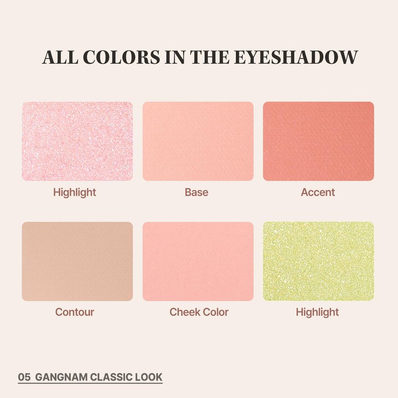CHOSUNGAH BEAUTY My Magazine Eyeshadow Palette - Orange, Pink, and Lime Pearl tones, 5 Shadows, All-in-One Matte, Shimmer & Glitter Multi-Texture Palette for Chic Daily & Trendy Looks, 0.27oz