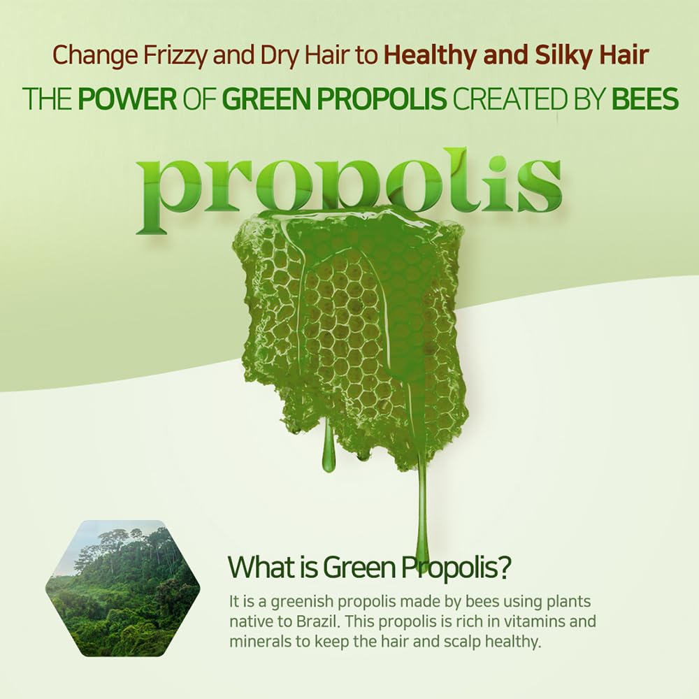 Kerasys Propolis Royal Jelly Extract Green Tea Olive Oil Shiny and Healthy Hair Propolis Green Moisture 33.8 fl oz / 1L (Treatment, 2-Pack)