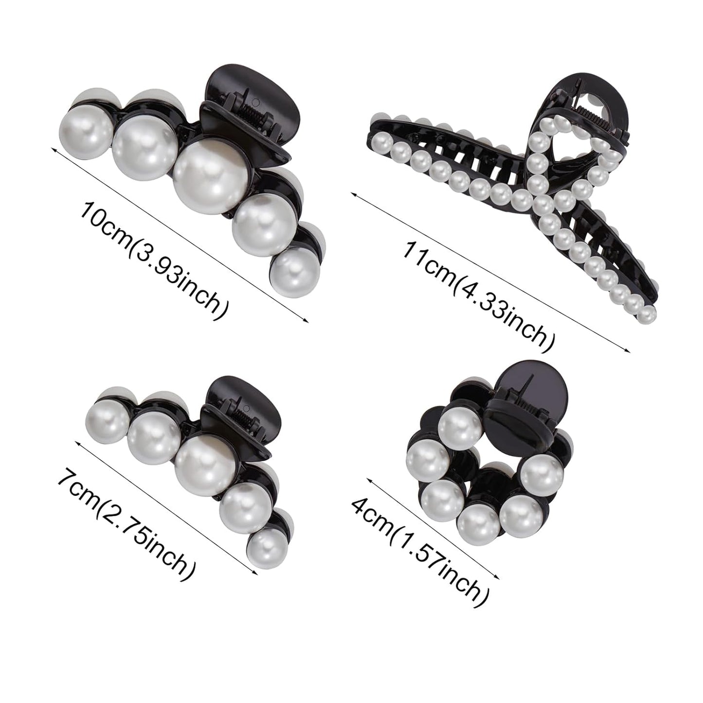 Mehayi 4 PCS Large Pearl Hair Claw Clips for Women Girls, Hair Barrette Clamps for Thick Thin Hair, Fashion Hair Accessories Headwear Styling Tools for Party Wedding