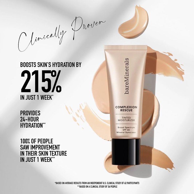 bareMinerals Complexion Rescue Tinted Moisturizer - Hydrating SPF 30 Mineral Sunscreen with Hyaluronic Acid | Sheer-to-Light Coverage