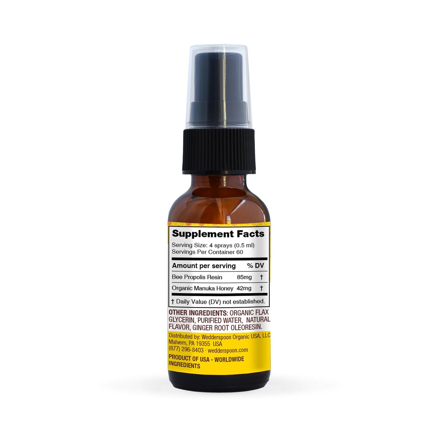 Wedderspoon Propolis & Manuka Honey Throat Spray, Lemon & Ginger, 1 fl oz | Sore Throat Relief & Immune Support | Natural Soothing Wellness