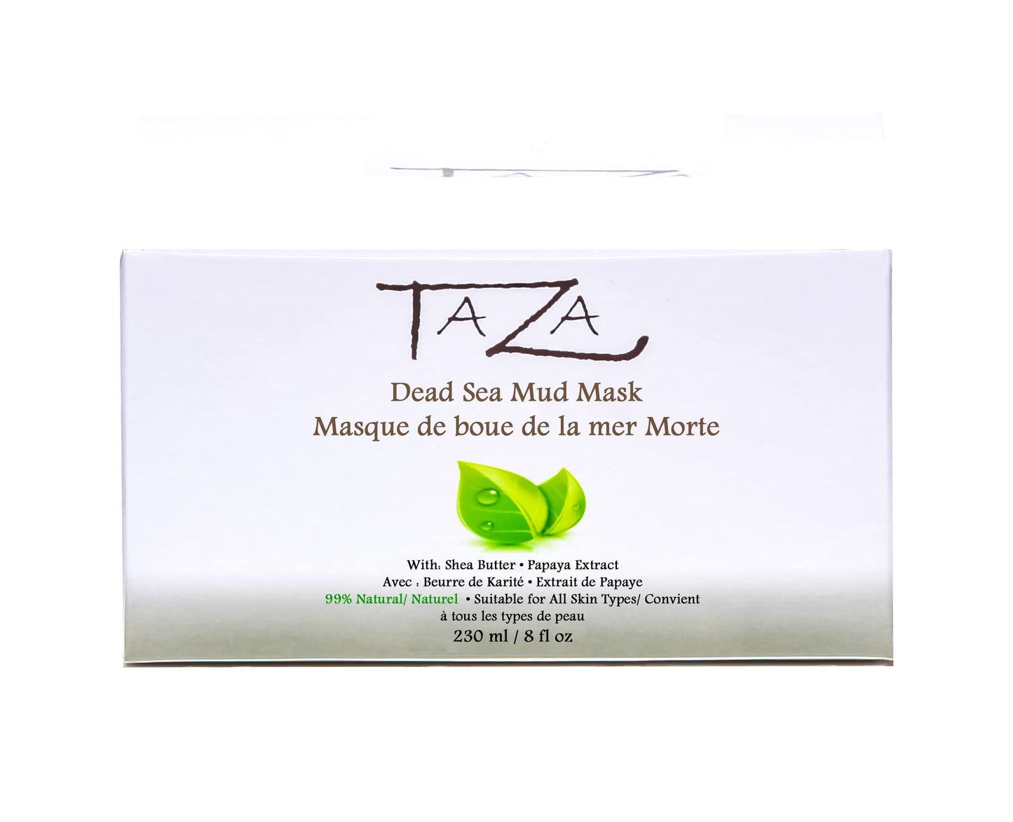 Taza Premium Natural Dead Sea Mud Mask, 8 ounces (230 milliliters), Bright and Radiant Facial Skin, With: Dead Sea Mud, Shea Butter, Grapeseed Oil, Vitamin E, Glycerin, Papaya Extract