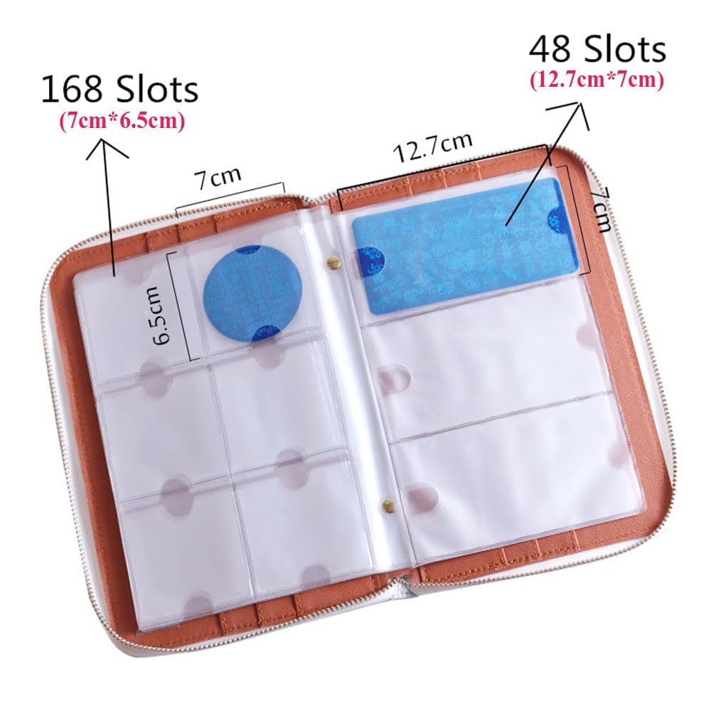 216 Slots Nail Stamping Plate Organizer Binder Black Laser Design Nail Stamp Plate Holder Book Round Square Rectangular Stamping Plates Storage Organizer 1pcs Empty Nails Art Stamp Template Case Bag