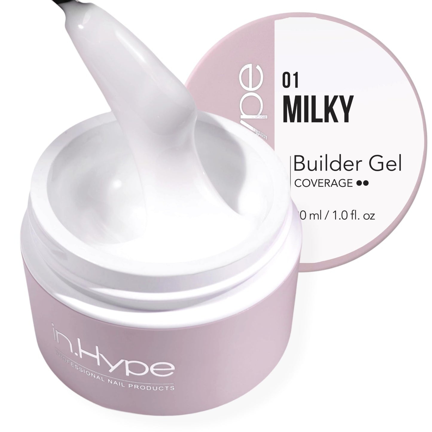 IN.HYPE UV/LED Professional Hard/Builder Gel for Nail Extension/Strengthening/Overlays File Off (Milky #1)