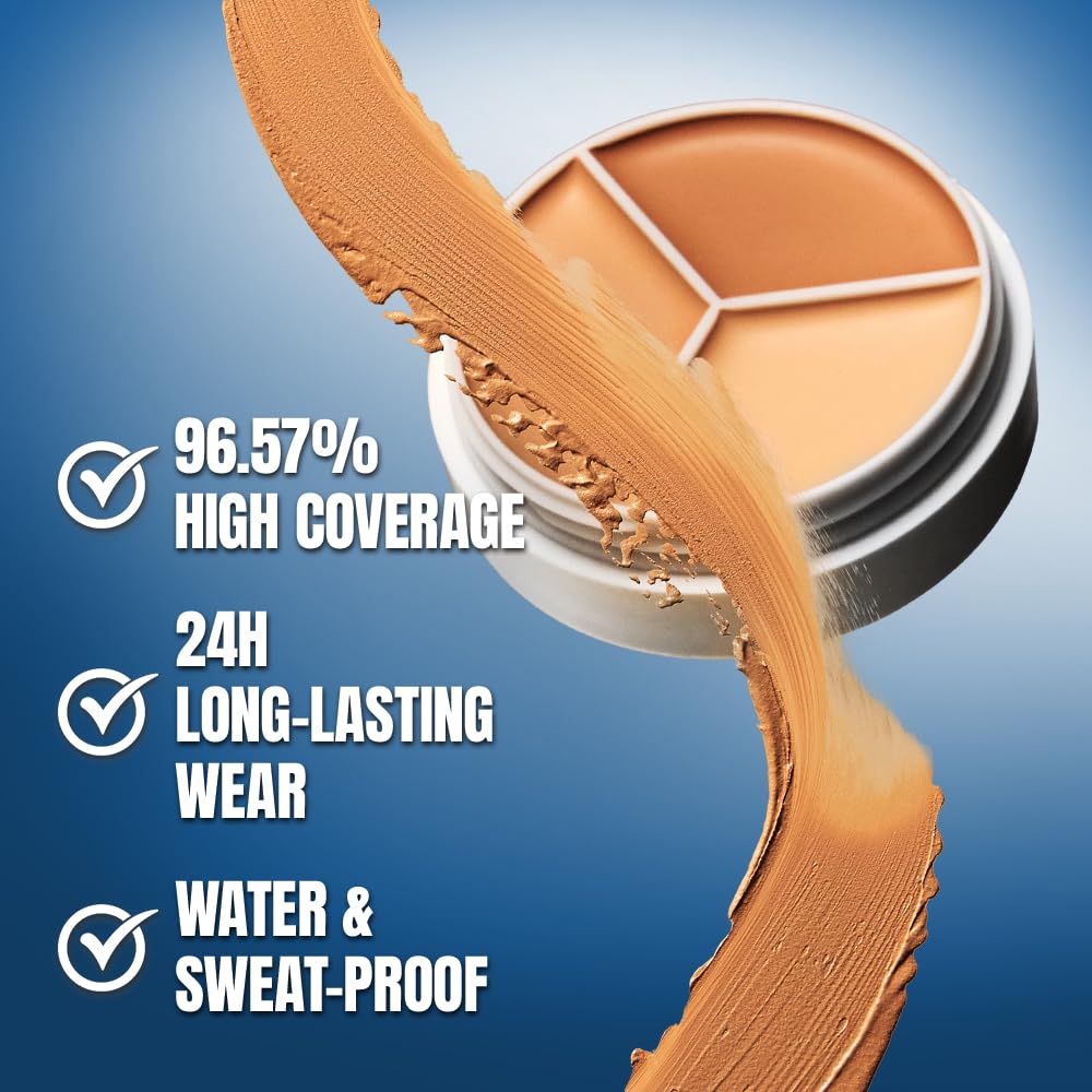 TFIT Multi-Use Pot Concealer - Triple Palette | High-Pigmented, Full Coverage & Crease-Proof | Korean Concealer for Dark Circles, Redness & Blemishes (01 Neutral, 0.52 Oz)