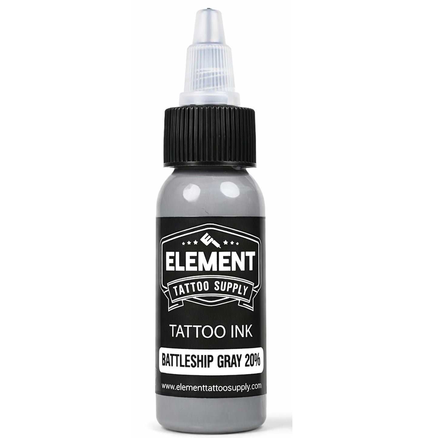 Element Tattoo Supply Battleship Gray Tattoo Ink Set - 4 Shades of Grey, Light, Medium, Medium Dark & Dark Tones, Professional Grade Tattoo Inks for Mixing & Blending, 1 oz Bottle (4 Pack)
