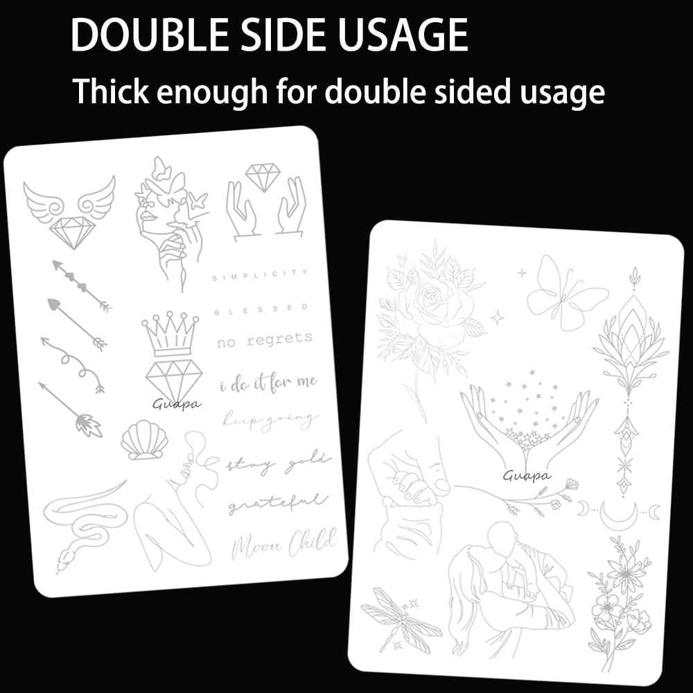 Tiny Tattoo Practice Skin Double-Sided Pre-Stenciled Fine Line Tattoo Practice Sheet Minimalist Tiny Tattoo Pad Meaningful Tiny Tattoos for Tattoo Beginner Training Supplies (5PCS)