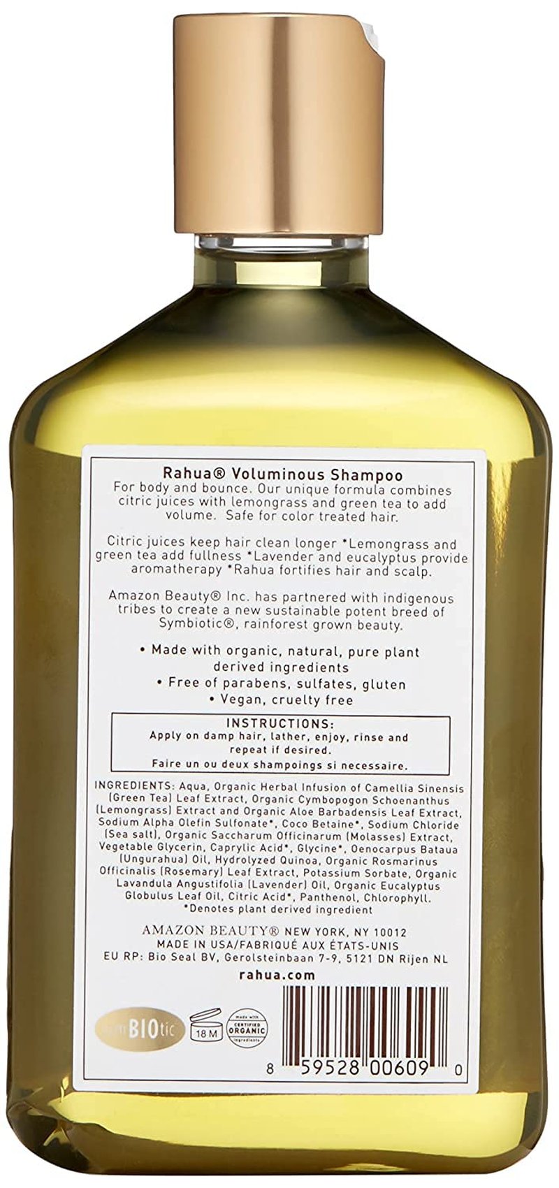Rahua Voluminous Shampoo - Natural Volumizing Shampoo for Fine to Medium Hair - Sulfate Free Clarifying Hair Care with Rahua Oil, Lemongrass & Green Tea - Organic, Vegan & Color Safe - 9.3 Fl Oz