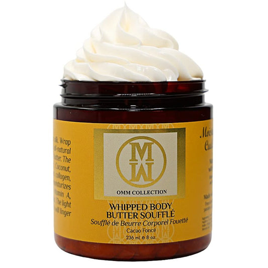 OMM Collection Natural Whipped Body Butter Soufflé For Dry & damaged Skin - Whipped Shea Butter with Vitamin E & A, coconut oil, Mango Butter & Cacao Butter - Hydrating & Moisturizing Shea - Vegan