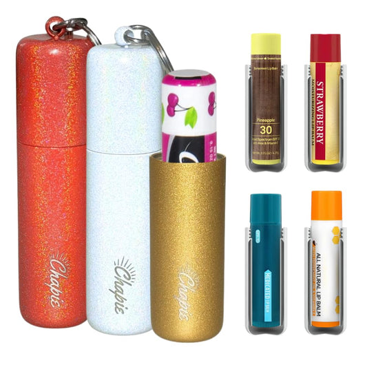 Chapie OG | Vacuum Insulated Lip Balm Keychain Holder, Prevents Melting & Messes | 3-Pack (Christmas)