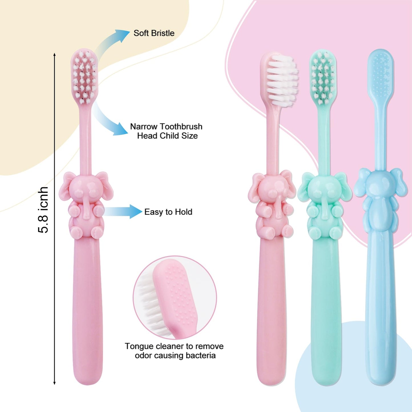 SLequipo 100 pcs Bulk Disposable Kid Toothbrushes Individually Wrapped, Toothbrushes Kids Toothbrush for Age 2+ Toddler Children Toothbrush Set Soft Bristles Boys Girls