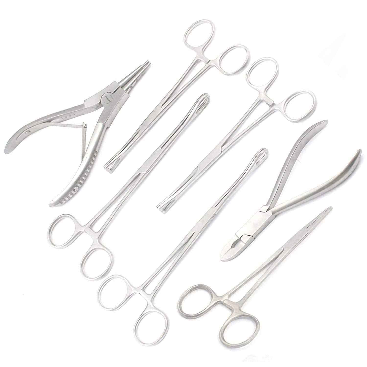 7 BODY PIERCING INSTRUMENTS SET TOOLS PENNINGTON FORCEPS 'R' by G.S ONLINE STORE