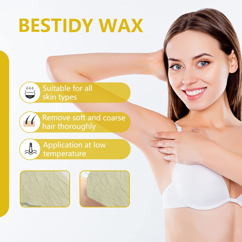 Bestidy Hard Wax Beads for Hair Removal, Waxing Beads for Coarse Hair, 500g Refill Wax Beads for Wax Warmer, Home Waxing for All Body and Brazilian Bikini Areas, Women Men (17.64 Ounce, Milky White)