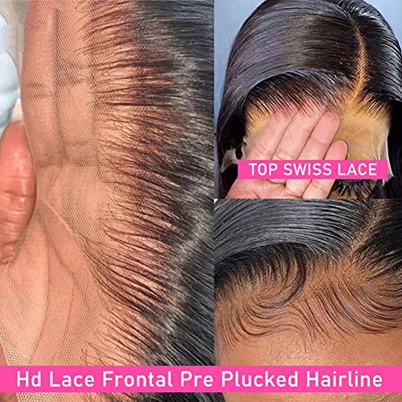 Metamuclia Straight Lace Front Wigs Human Hair Pre Plucked 180% Density 13x4 Frontal Wigs 26 Inch HD Transparent Lace Wig 10A Brazilian Virgin Wigs for Women with Baby Hair Natural Hairline