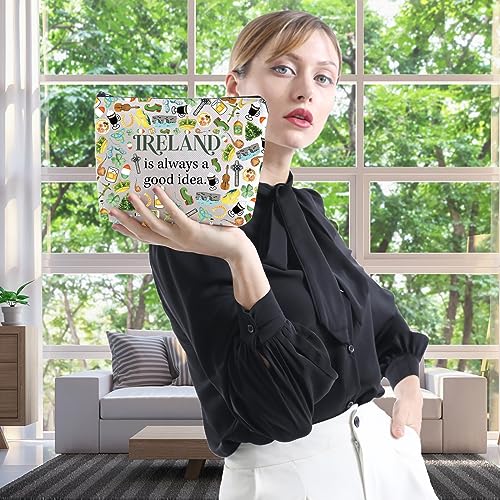 WCGXKO Ireland Trip Gift Ireland Lover Gift Ireland Merch Ireland Zipper Pouch Makeup Bag (IRELAND Bag)