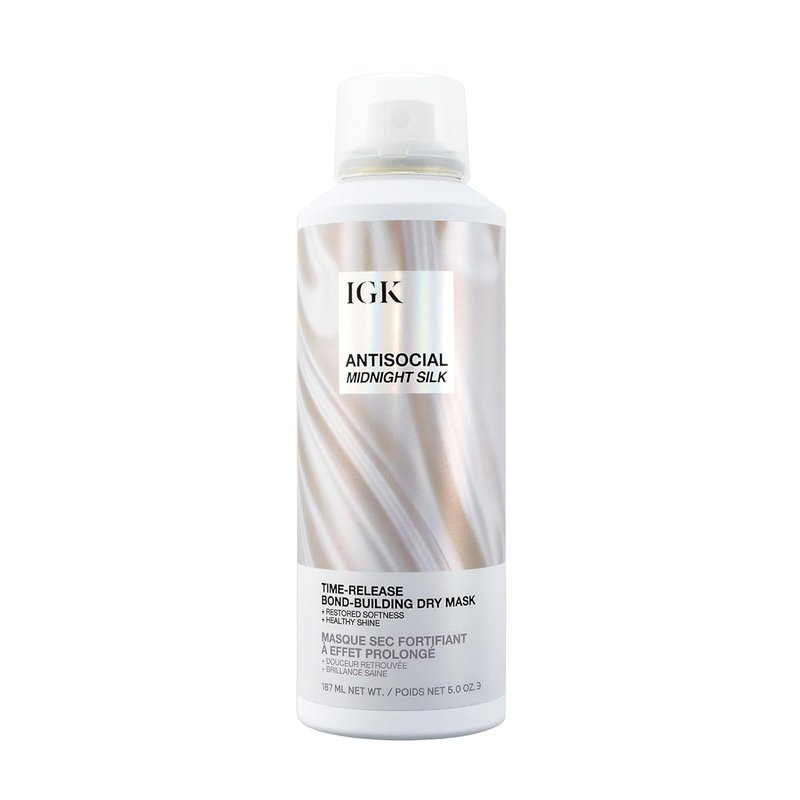 IGK Antisocial Midnight Silk Hair Mask - No-Rinse Bond-Building Treatment with Vegan Silk Protein | 5 oz