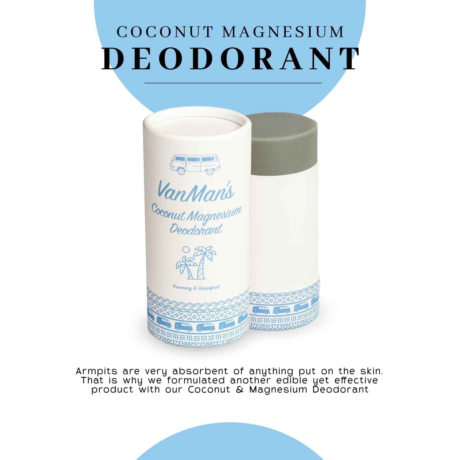 Vanman’s - Coconut and Magnesium Deodorant Stick for Delicate Skin - Odor Control for Underarms - Magnesium Deodorant for Women and Men - Personal Care Products - 2.2 oz