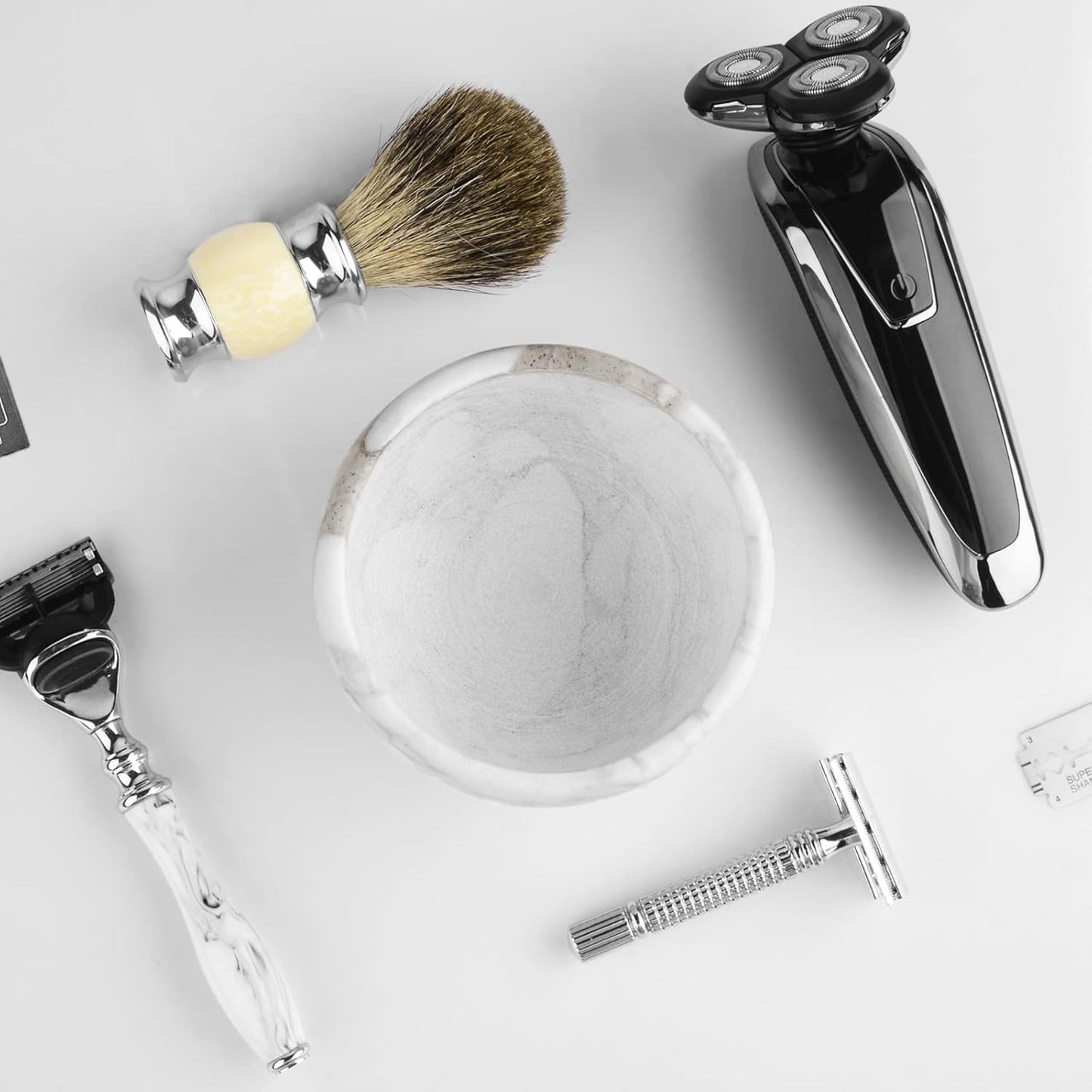 Marble Shaving Bowl - Modern Design Shaving Cream Cup | Large Capacity 4" x 2" (10cm x 6.5cm)