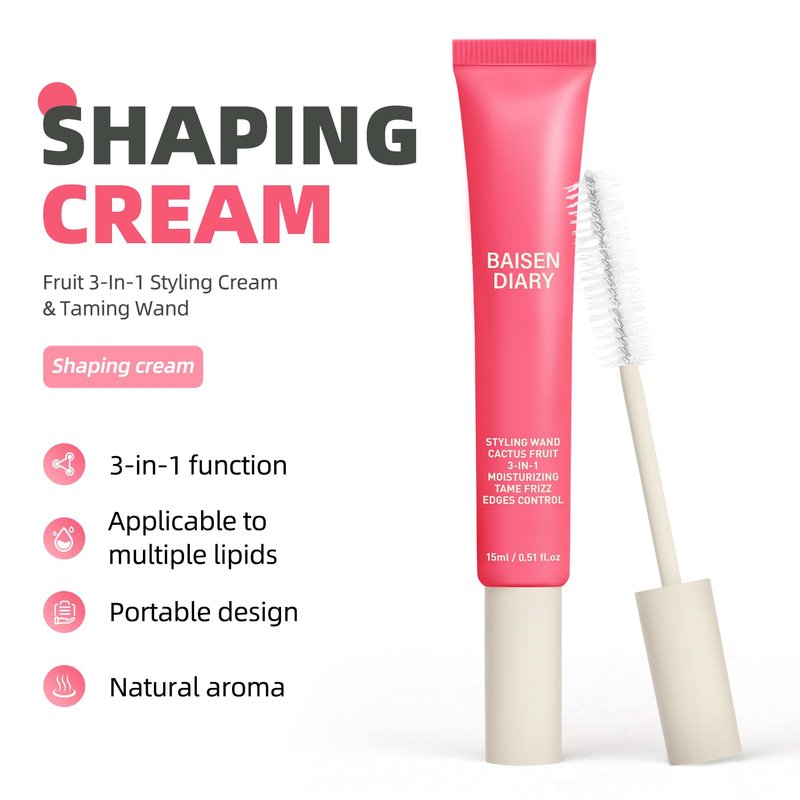 Hair Cactus Fruit 3-in-1 Hair Styling Cream & Flyaway Taming Wand – Sleek Finish, Frizz Control, Edge Smoothing & Hair Shine | Natural Oils Formula | Lightweight, Non-Greasy, Travel Size Styling Stick