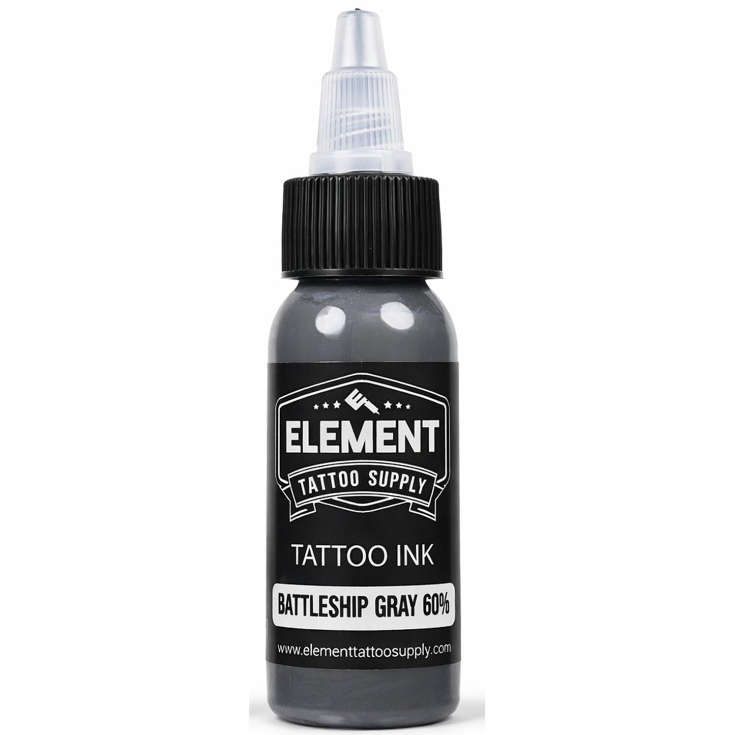Element Tattoo Supply Battleship Gray Tattoo Ink Set - 4 Shades of Grey, Light, Medium, Medium Dark & Dark Tones, Professional Grade Tattoo Inks for Mixing & Blending, 1 oz Bottle (4 Pack)