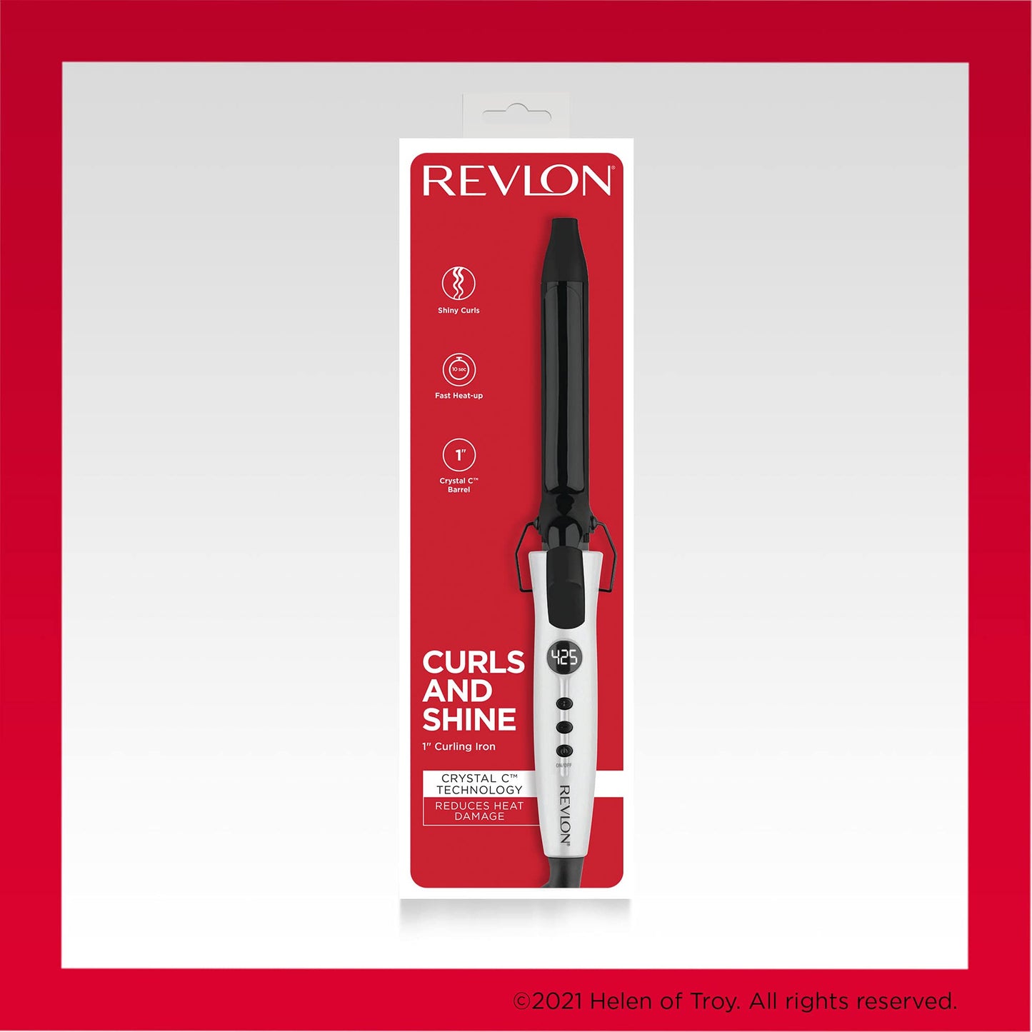 Revlon Crystal C + Ceramic Hair Curling Iron | Long-Lasting Shine and Less Frizz, (1 in)