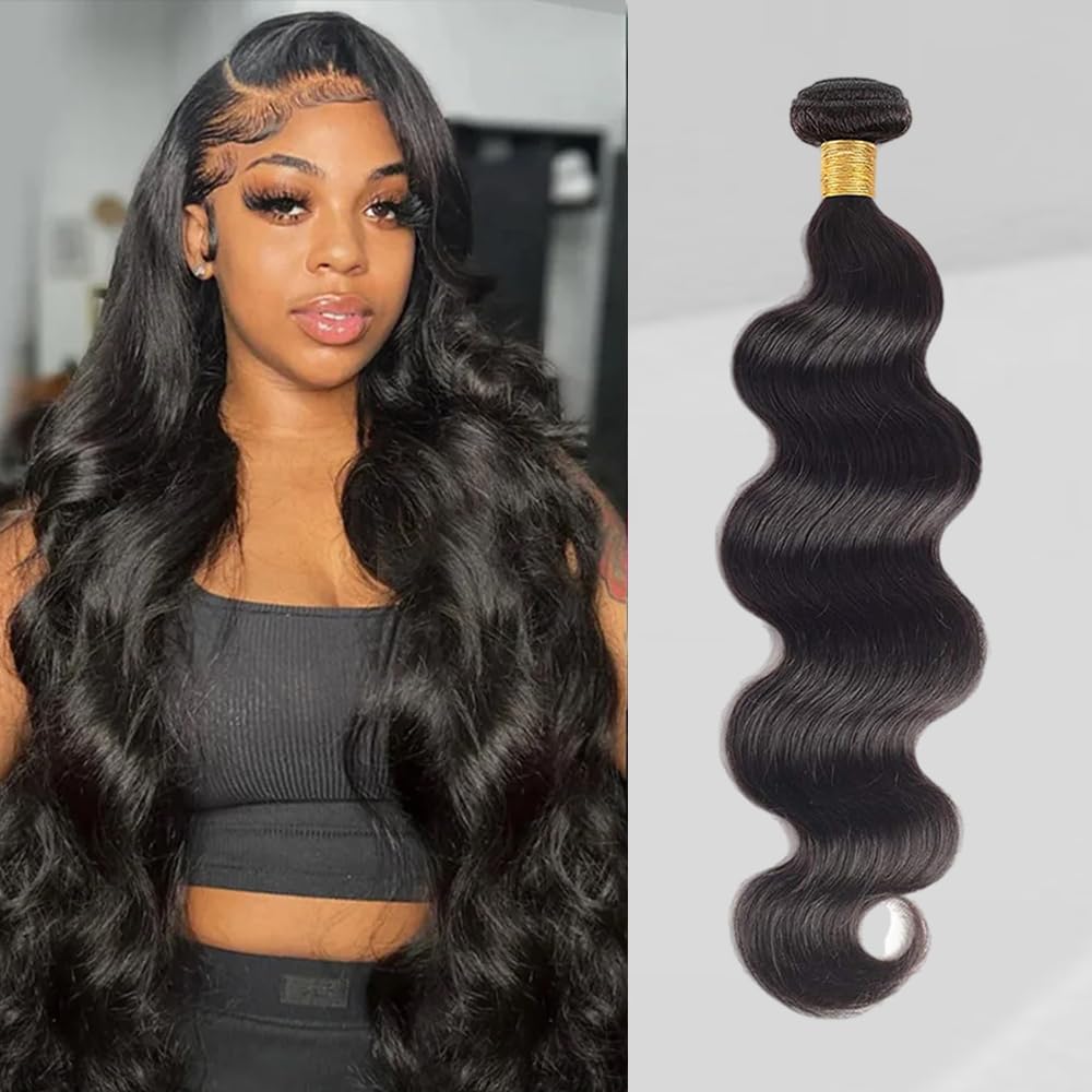ZGWG Body Wave Bundle Human Hair 22Inch Natural Black Hair Extensions