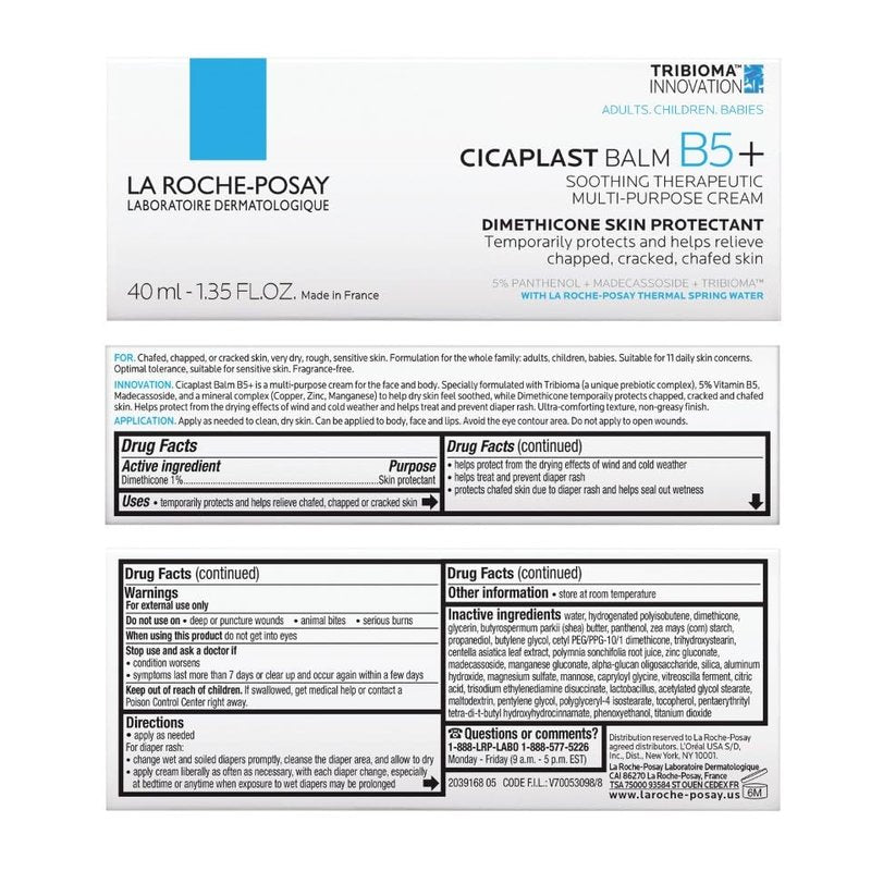 La Roche-Posay Cicaplast Balm B5 - Skin Barrier Repair Cream with Centella Asiatica & Shea Butter | Multi-Purpose Healing Ointment for Dry Skin