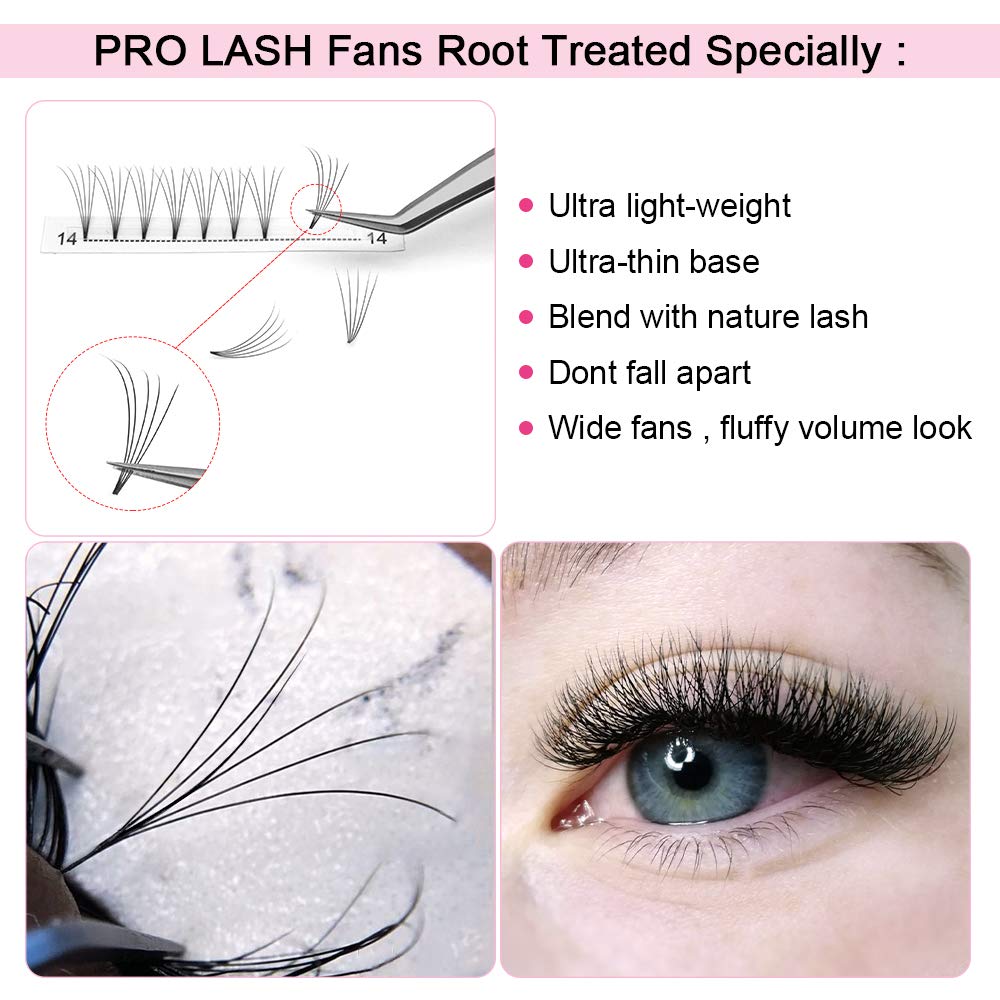 Premade Volume Eyelash Extensions - 5D C Curl Short Stem Fans | 9-20mm Lengths for Stunning Lashes