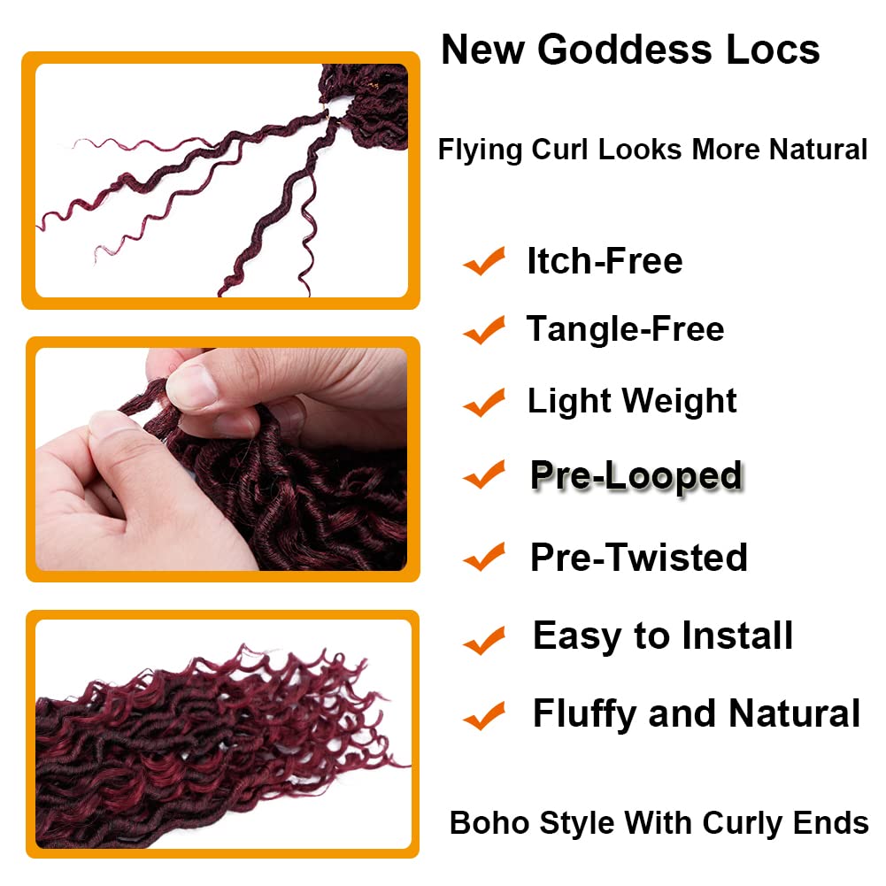 BAOTA Goddess Locs Crochet Hair 10 Inch 7 Packs Faux Locs Crochet Hair for Women Pre Looped Crochet Hair with Curly Ends River Locs Soft Locs Crochet Hair Extensions (1B#)