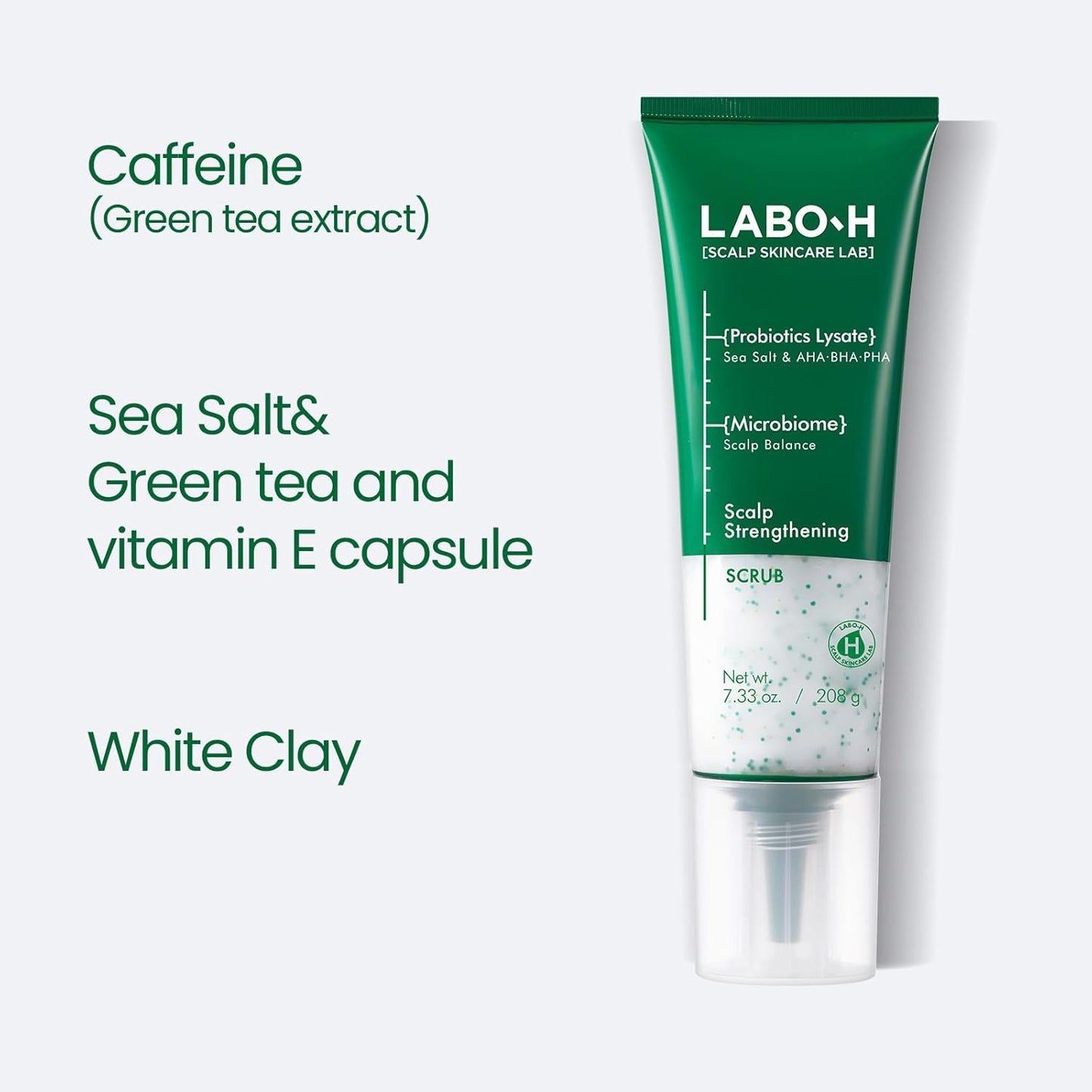 LABO.H Scalp Strengthening Scrub - Korean Clarifying Shampoo for Hair Growth | Vegan Rosemary & Sea Salt Exfoliator, 7.33 Fl Oz