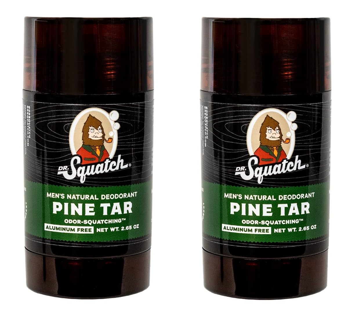 Dr. Squatch Natural Deodorant for Men – Odor-Squatching Men's Deodorant Aluminum Free - Pine Tar 2.65 oz (2 Pack)