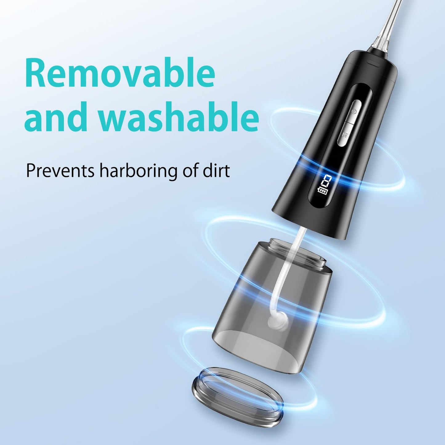 Water Dental Flosser for Teeth, Portable Cordless Oral Irrigator with 4 Modes 9 Intensities, Rechargeable IPX7 Waterproof Water Flosser, Travel Water Dental Picks for Cleaning