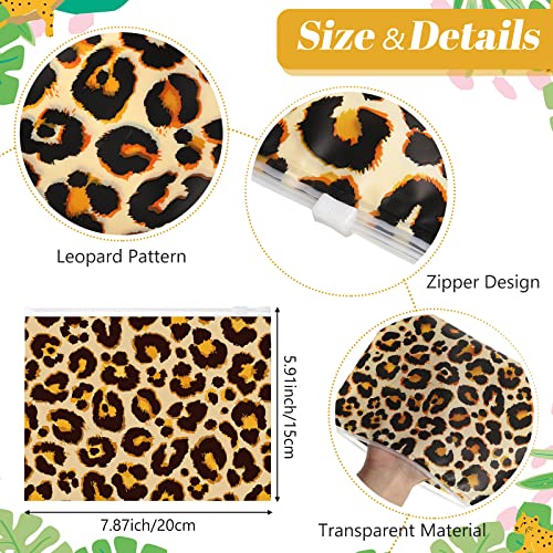Reginary 50 Pieces Leopard Makeup Bags Waterproof Cosmetic Bag with Zipper Toiletry Pouch for Woman Tavel Wedding Bridal Shower Bachelorette Birthday Party Favor