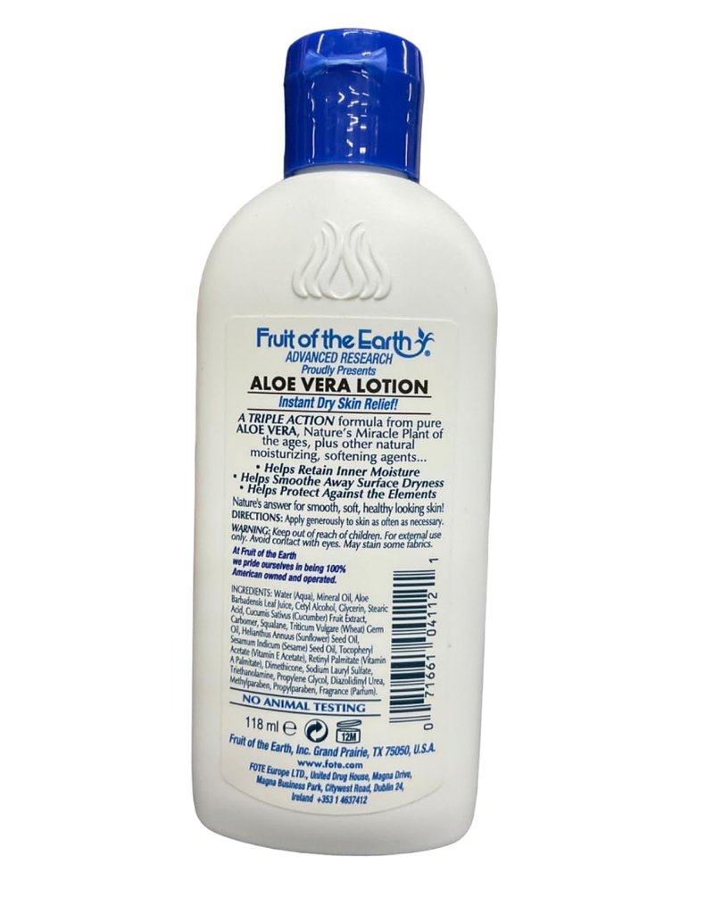 Fruit of The Earth Aloe Vera Lotion, 4 oz. Travel Size (Pack of 9)