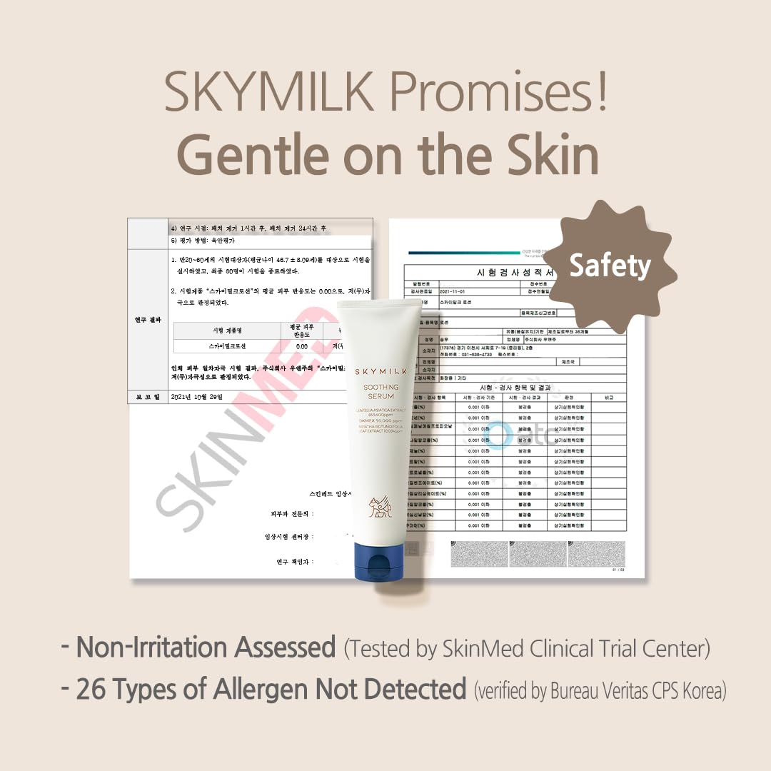 SKYMILK Centella Soothing Serum with Donkey Milk | 100ml 3.38 Fl.Oz | Cooling | Moisturizing | Calming | Hypoallergenic | Summer Essentials | Ideal for Sensitive Skin
