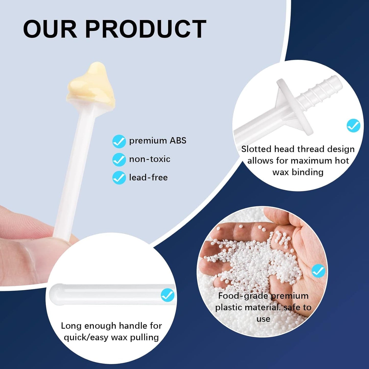 60 Pieces Plastic Wax Applicator Wands with Disposable Spatulas for Nose Hair Removal and Nostril Cleaning