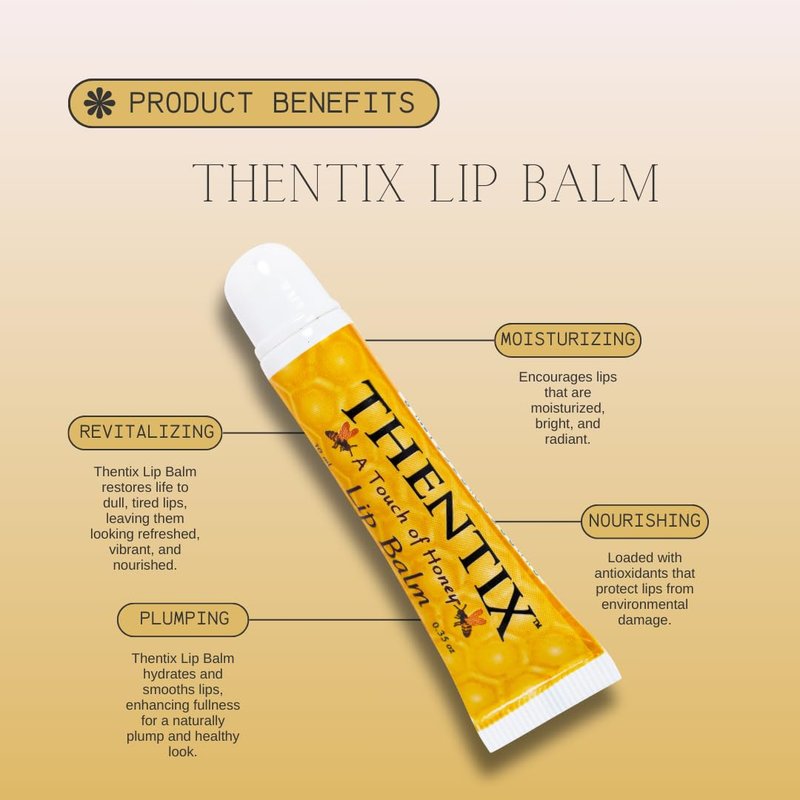 Thentix Lip Balm, 10ml (.35oz) - Hydrating & Soothing, Made with Beeswax