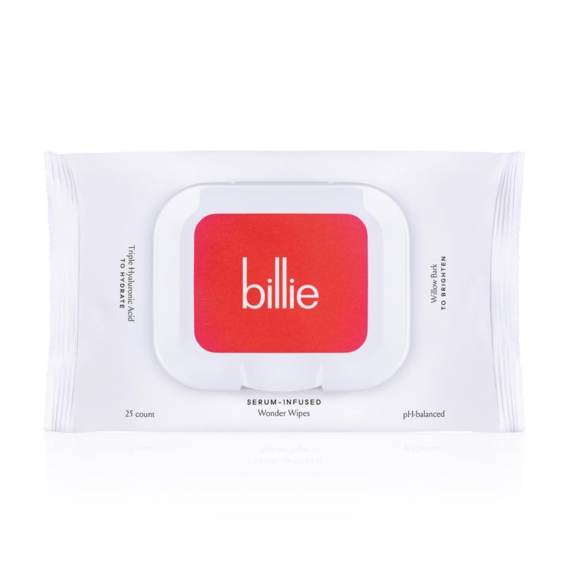 Billie Wonder Wipes - Makeup-Removing Face Wipes with Hyaluronic Acid & Witch Hazel | 25 Count