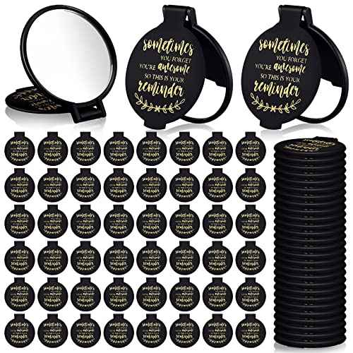 Weysat 48 Pcs Mini Pocket Compact Mirrors Bulk, Sometimes You Forget Your Awesome, Inspirational Gifts for Coworker Employee Guest Positive Affirmation, Small Gifts Bulk for Women, Guests, Christmas
