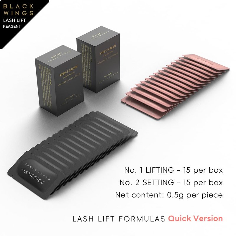 BLACKWINGS 15 Pairs Eyelash Perm Lotion Fast Lash Lift Solution, 5-7Min Softener 7 Min Fixer, Long Lasting Over 1 Month