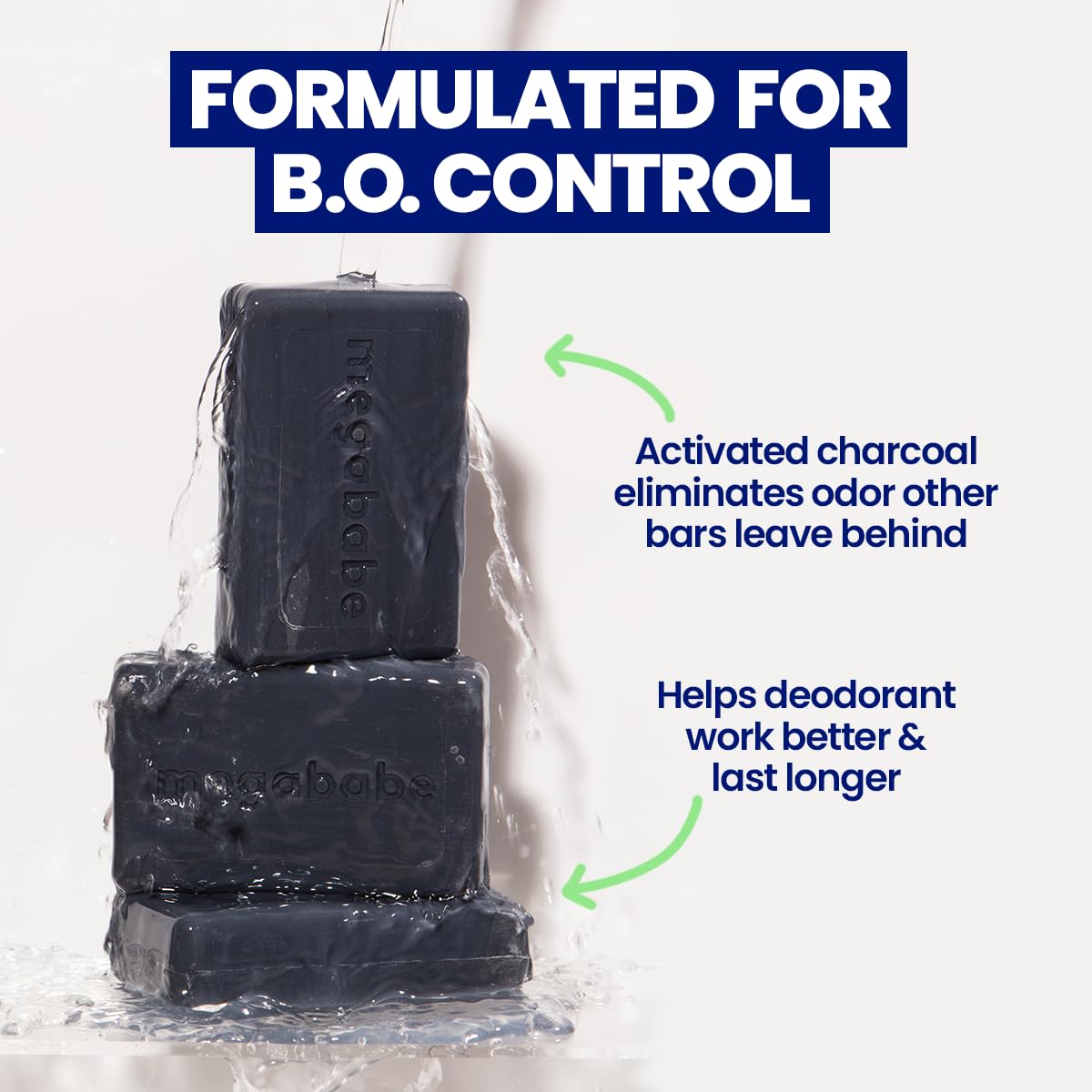 Megababe Underarm Bar Soap - Space Bar | With Detoxifying Charcoal for Odor Control | 4.5 oz - 3 Pack