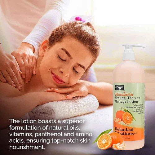 PRO NAIL - Healing Therapy Massage Lotion - Professional Pedicure, Body and Hot Oil Manicure, Infused with Natural Oils, Vitamins, Panthenol and Amino Acids (Mandarin, 32 Oz)