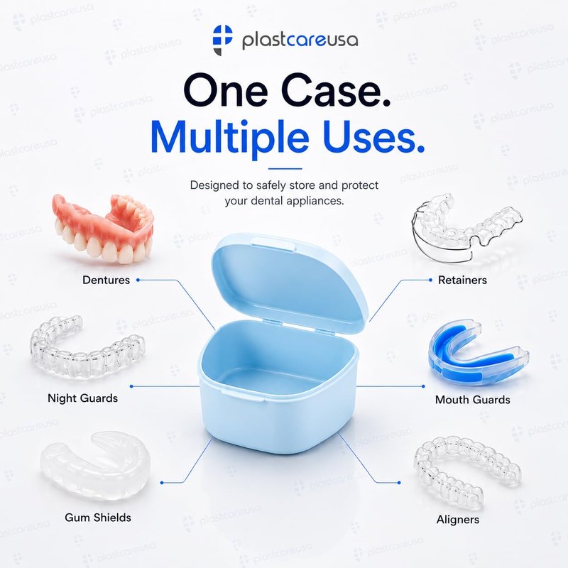 Denture Cases 30 Bulk Pack - Dental Box For Artificial Teeth, Mouth Guard, Night Guard, Gum Shields, Retainer - Denture Bath Container for Women and Men - Travel Denture Cup by PlastCare USA